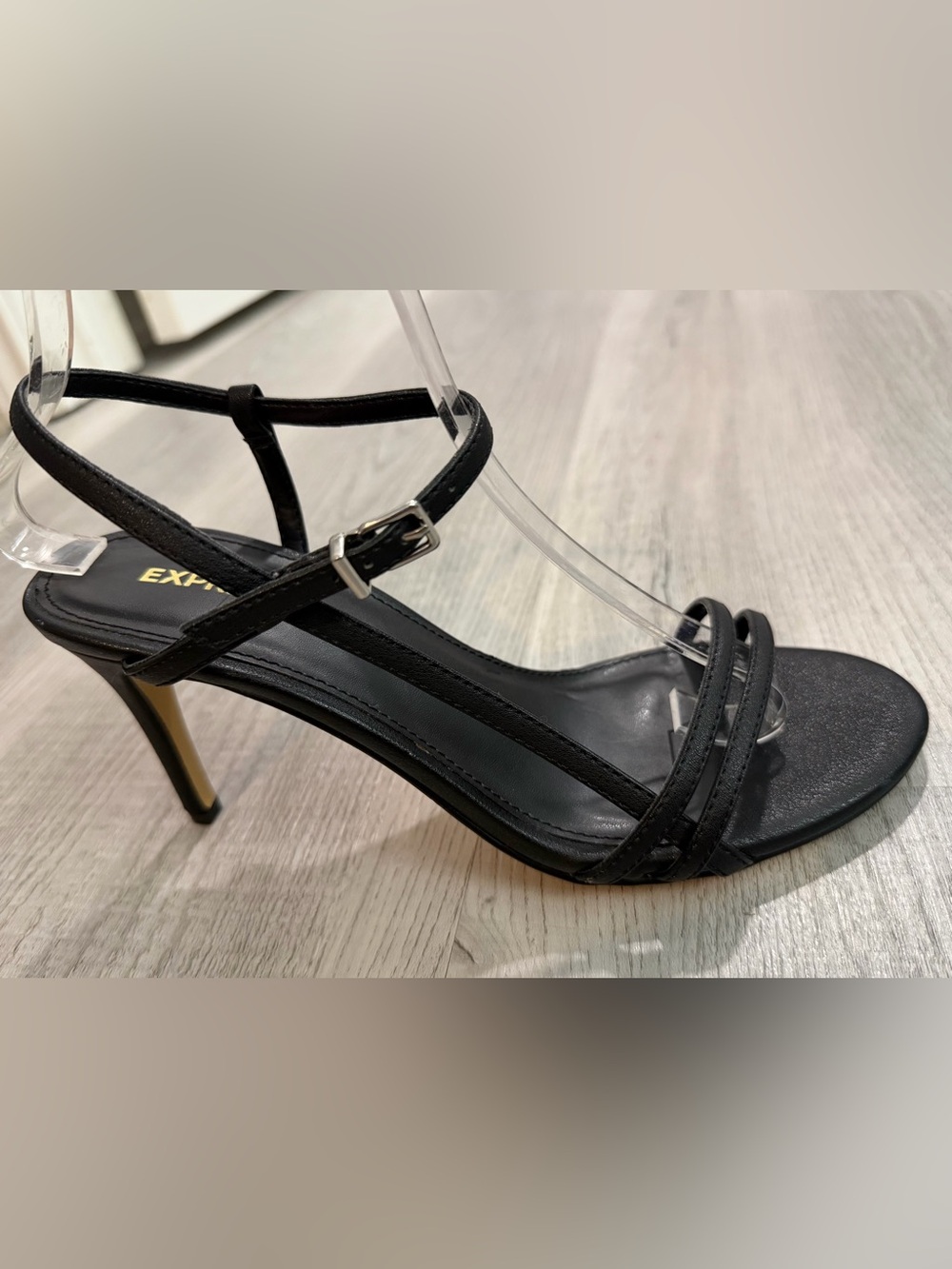 NWOT Express Black Minimalist Strappy Heeled Sandals. Size 7.5.